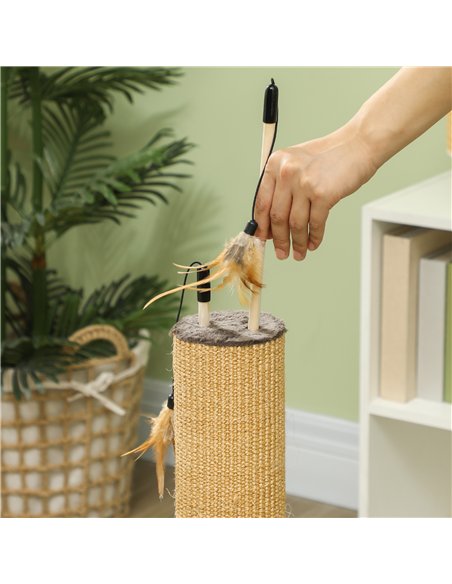 PawHut 78cm 2-in-1 Cat Scratching Post with 3 Toy Feathers, Brown - pic 147518 | FastDaddyshop