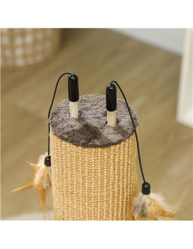 PawHut 78cm 2-in-1 Cat Scratching Post with 3 Toy Feathers, Brown