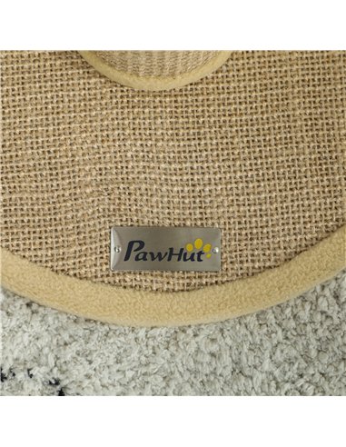 PawHut Cat Scratching Post for Indoor Cats, 47cm Tall Cat Scratcher with Jute Sisal Rope, Hanging Toy Ball, Feather, Brown