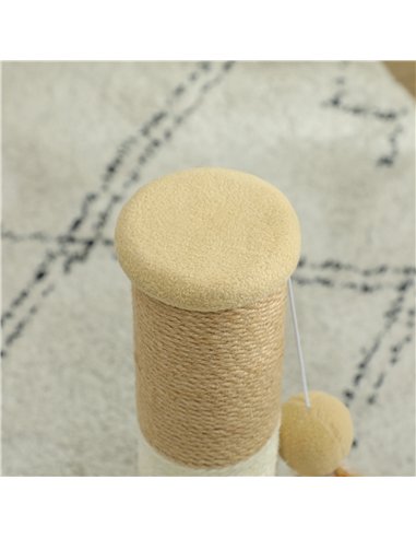 PawHut Cat Scratching Post for Indoor Cats, 47cm Tall Cat Scratcher with Jute Sisal Rope, Hanging Toy Ball, Feather, Brown