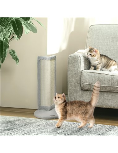 PawHut 56cm Corner Cat Scratching Post with Sisal Scratching Pad, Grey