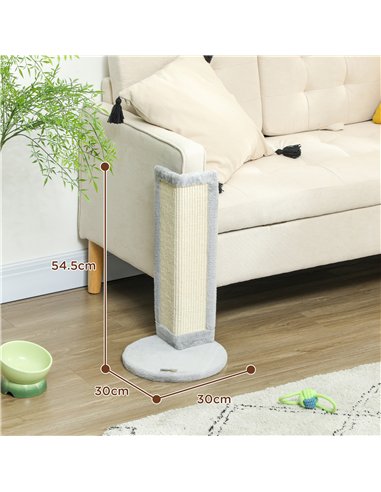 PawHut 56cm Corner Cat Scratching Post with Sisal Scratching Pad, Grey