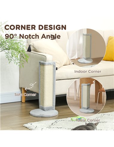 PawHut 56cm Corner Cat Scratching Post with Sisal Scratching Pad, Grey
