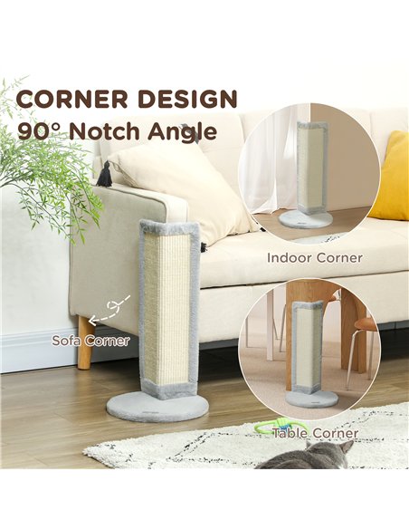 PawHut 56cm Corner Cat Scratching Post with Sisal Scratching Pad, Grey - pic 147533 | FastDaddyshop