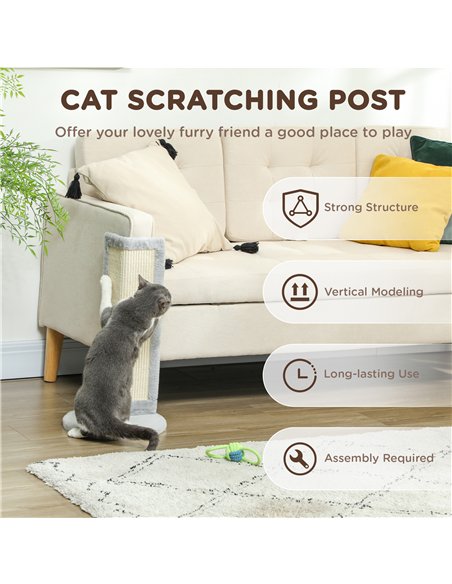 PawHut 56cm Corner Cat Scratching Post with Sisal Scratching Pad, Grey - pic 147534 | FastDaddyshop
