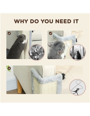 PawHut 56cm Corner Cat Scratching Post with Sisal Scratching Pad, Grey