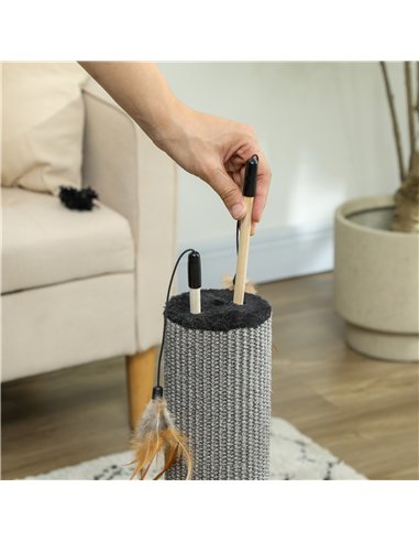 PawHut 78cm 2-in-1 Cat Scratching Post with 3 Toy Feathers, Black