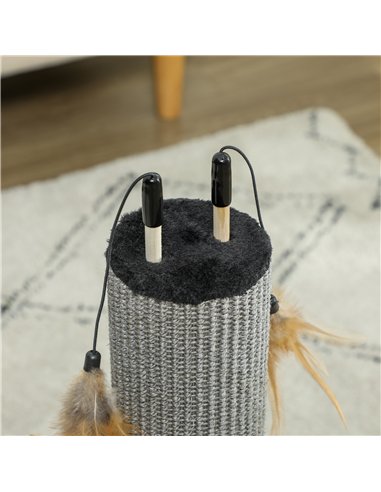 PawHut 78cm 2-in-1 Cat Scratching Post with 3 Toy Feathers, Black