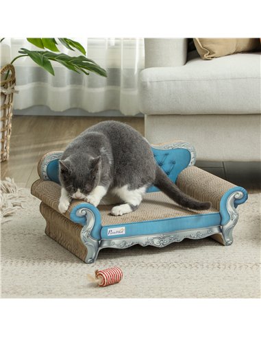 PawHut 2-in-1 Cat Scratcher with Catnip for Indoor Cats, Light Blue