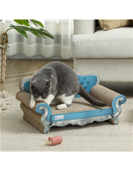 PawHut 2-in-1 Cat Scratcher with Catnip for Indoor Cats, Light Blue - pic 147558 | FastDaddyshop
