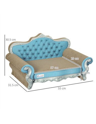 PawHut 2-in-1 Cat Scratcher with Catnip for Indoor Cats, Light Blue