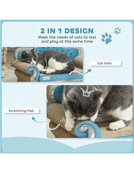 PawHut 2-in-1 Cat Scratcher with Catnip for Indoor Cats, Light Blue - pic 147560 | FastDaddyshop
