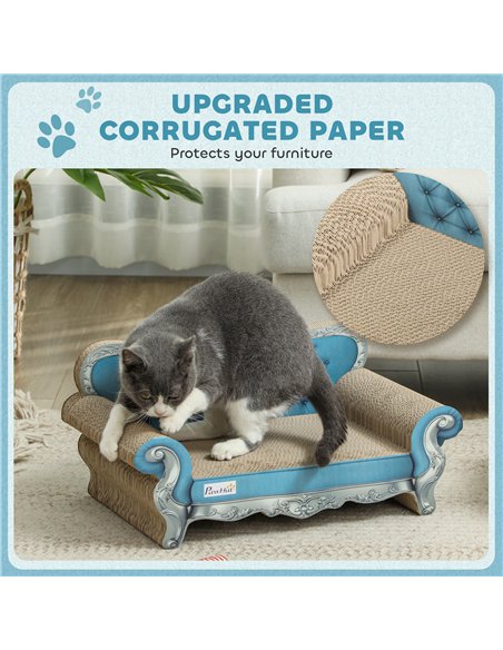 PawHut 2-in-1 Cat Scratcher with Catnip for Indoor Cats, Light Blue - pic 147561 | FastDaddyshop