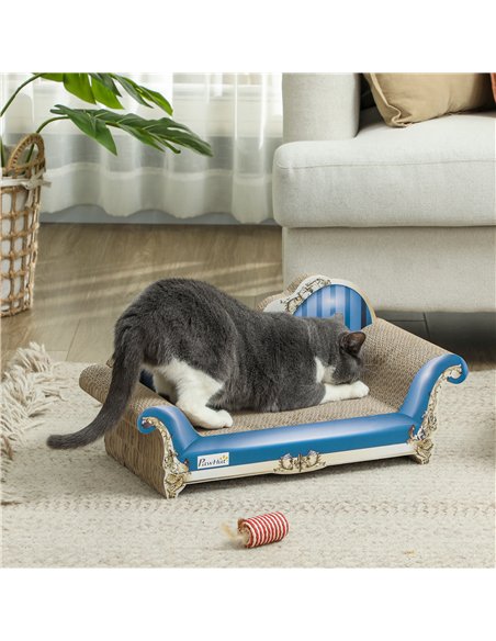 PawHut 2-in-1 Cat Scratching Board with Catnip for Indoor Cats, 26.5 x 57 x 26.5cm, Blue - pic 147576 | FastDaddyshop