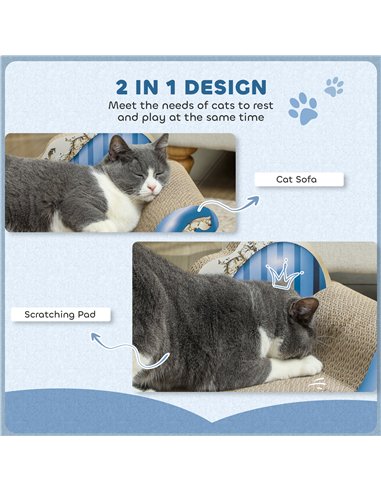 PawHut 2-in-1 Cat Scratching Board with Catnip for Indoor Cats, 26.5 x 57 x 26.5cm, Blue