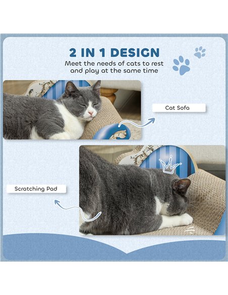 PawHut 2-in-1 Cat Scratching Board with Catnip for Indoor Cats, 26.5 x 57 x 26.5cm, Blue - pic 147578 | FastDaddyshop