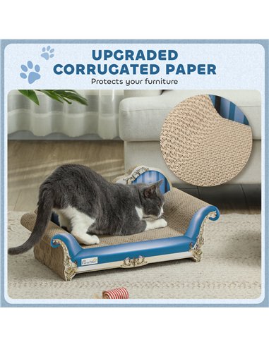 PawHut 2-in-1 Cat Scratching Board with Catnip for Indoor Cats, 26.5 x 57 x 26.5cm, Blue