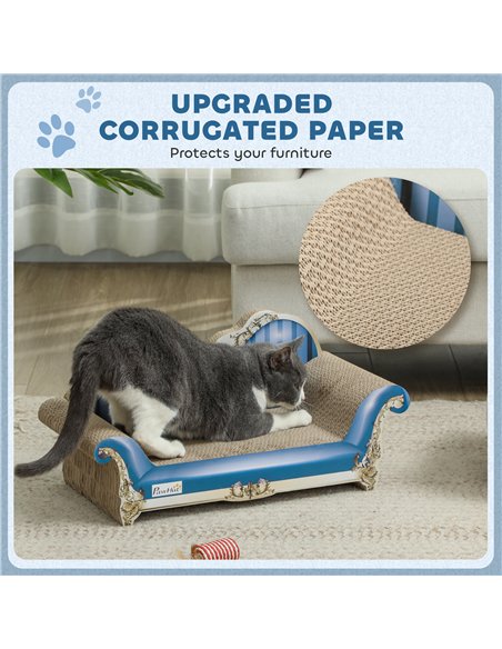 PawHut 2-in-1 Cat Scratching Board with Catnip for Indoor Cats, 26.5 x 57 x 26.5cm, Blue - pic 147579 | FastDaddyshop