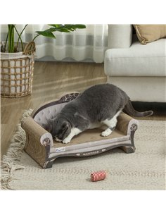 PawHut 2-in-1 Cat Scratcher with Organic Catnip for Indoor Cats, 29.5 x 56 x 26cm, Brown 2