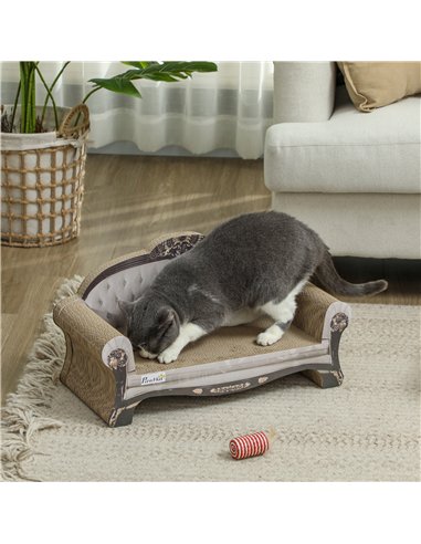 PawHut 2-in-1 Cat Scratcher with Organic Catnip for Indoor Cats, 29.5 x 56 x 26cm, Brown