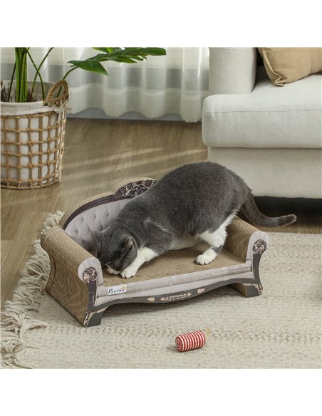 PawHut 2-in-1 Cat Scratcher with Organic Catnip for Indoor Cats, 29.5 x 56 x 26cm, Brown - pic 147585 | FastDaddyshop