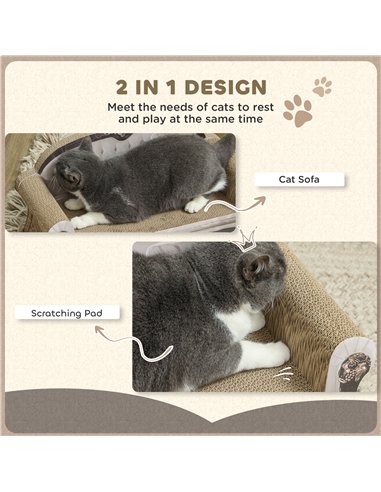 PawHut 2-in-1 Cat Scratcher with Organic Catnip for Indoor Cats, 29.5 x 56 x 26cm, Brown