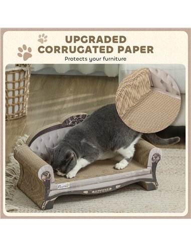 PawHut 2-in-1 Cat Scratcher with Organic Catnip for Indoor Cats, 29.5 x 56 x 26cm, Brown