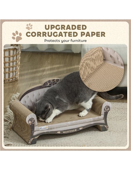 PawHut 2-in-1 Cat Scratcher with Organic Catnip for Indoor Cats, 29.5 x 56 x 26cm, Brown - pic 147588 | FastDaddyshop