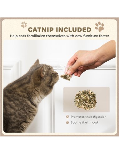 PawHut 2-in-1 Cat Scratcher with Organic Catnip for Indoor Cats, 29.5 x 56 x 26cm, Brown