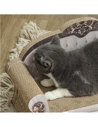 PawHut 2-in-1 Cat Scratcher with Organic Catnip for Indoor Cats, 29.5 x 56 x 26cm, Brown