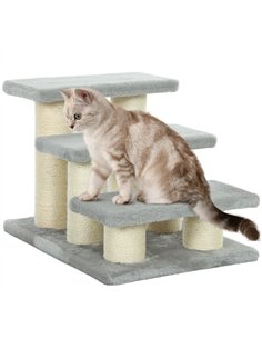 PawHut Pet Stairs 3-step Pet Ladder Cat dog Stairs Climb Ladder Cat Tree, Grey