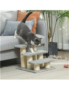 PawHut Pet Stairs 3-step Pet Ladder Cat dog Stairs Climb Ladder Cat Tree, Grey 2