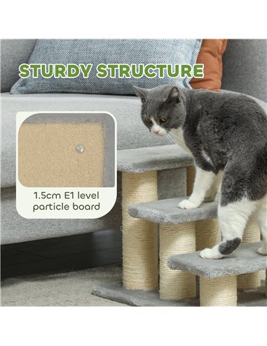 PawHut Pet Stairs 3-step Pet Ladder Cat dog Stairs Climb Ladder Cat Tree, Grey