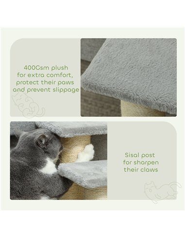 PawHut Pet Stairs 3-step Pet Ladder Cat dog Stairs Climb Ladder Cat Tree, Grey