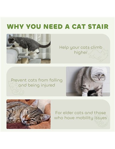 PawHut Pet Stairs 3-step Pet Ladder Cat dog Stairs Climb Ladder Cat Tree, Grey