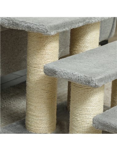 PawHut Pet Stairs 3-step Pet Ladder Cat dog Stairs Climb Ladder Cat Tree, Grey