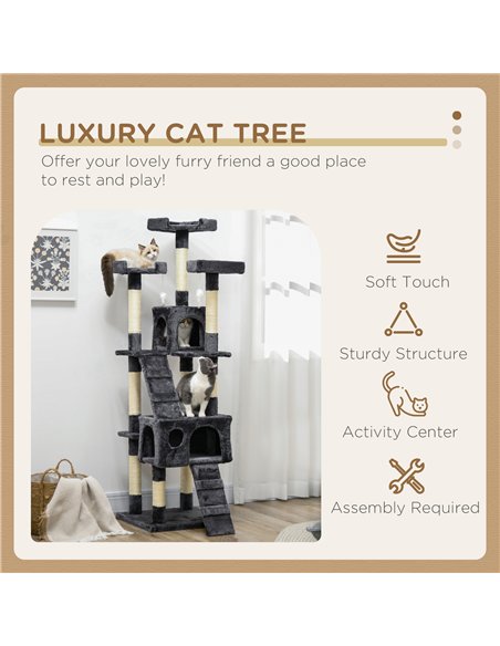 PawHut Cat Tree Scratching House, Activity Play Centre - pic 147614 | FastDaddyshop