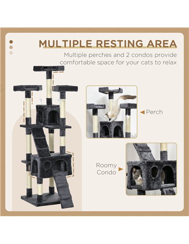 PawHut Cat Tree Scratching House, Activity Play Centre