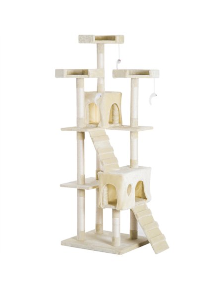 PawHut Cat Tree for Indoor Cats Play Tower Activity Center Kitten Scratch Post Climbing Tower 181 cm - pic 147629 | FastDaddyshop