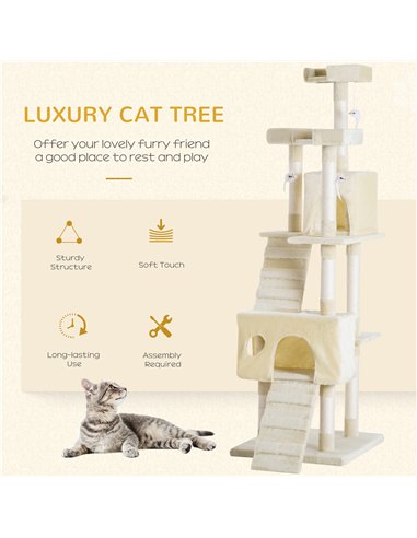 PawHut Cat Tree for Indoor Cats Play Tower Activity Center Kitten Scratch Post Climbing Tower 181 cm