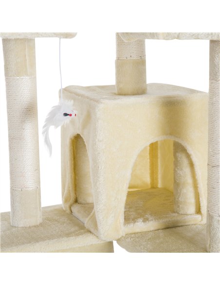 PawHut Cat Tree for Indoor Cats Play Tower Activity Center Kitten Scratch Post Climbing Tower 181 cm - pic 147636 | FastDaddyshop
