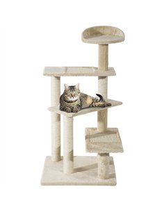 PawHut 100 cm Cat Tree for Indoor Cats Kitten Scratch Scratching Post Climbing Tower Activity Centre Beige
