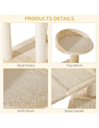 PawHut 100 cm Cat Tree for Indoor Cats Kitten Scratch Scratching Post Climbing Tower Activity Centre Beige