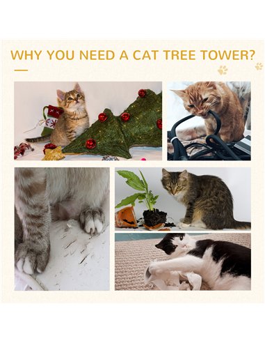 PawHut 100 cm Cat Tree for Indoor Cats Kitten Scratch Scratching Post Climbing Tower Activity Centre Beige