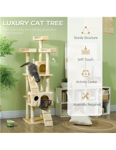 PawHut Cat Tree Scratching House, Activity Play Centre
