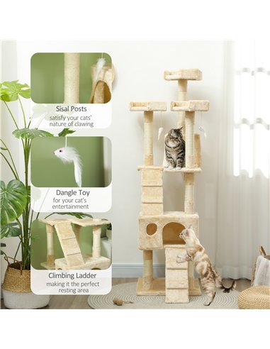 PawHut Cat Tree Scratching House, Activity Play Centre