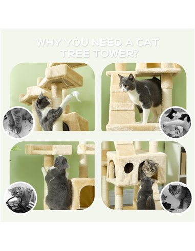 PawHut Cat Tree Scratching House, Activity Play Centre