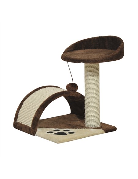 PawHut Cat Tree Scratching Scratcher Post Kitten Activity Centre Climber Hanging Ball Brown - pic 147656 | FastDaddyshop