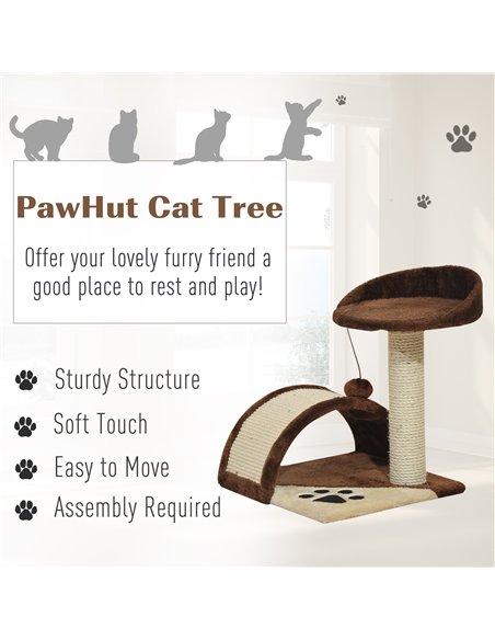 PawHut Cat Tree Scratching Scratcher Post Kitten Activity Centre Climber Hanging Ball Brown - pic 147659 | FastDaddyshop