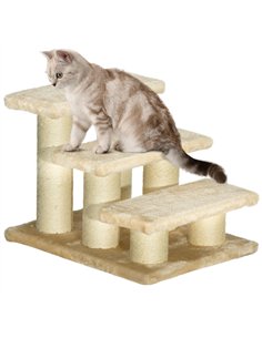 PawHut Pet Stairs 3-step Pet Ladder Cat dog Stairs Climb Ladder Cat Tree, Beige